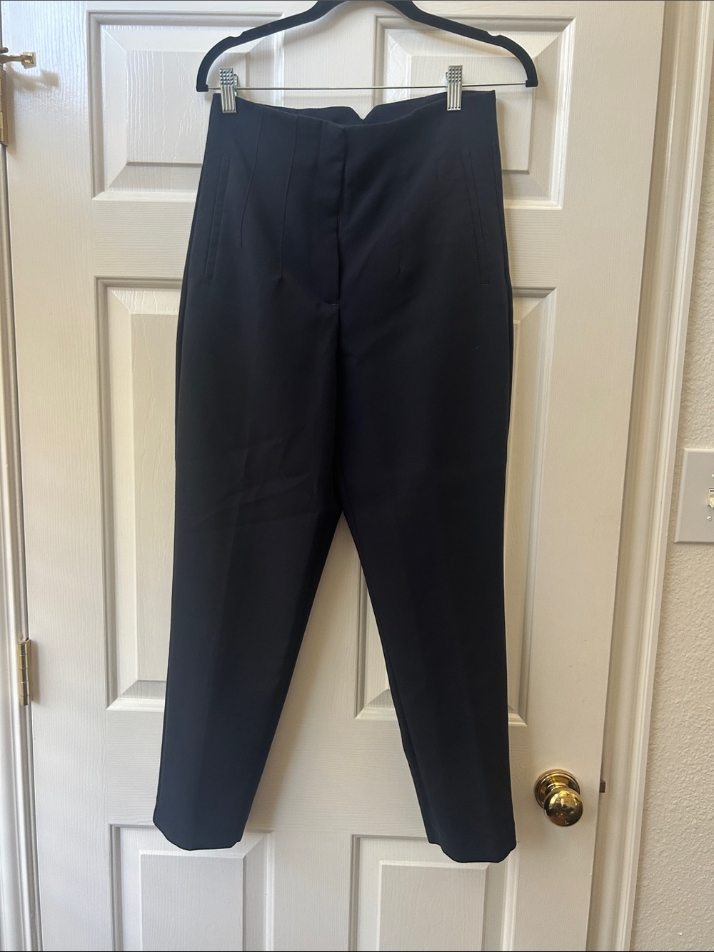 Zara Black Straight-Leg High-Rise Trousers